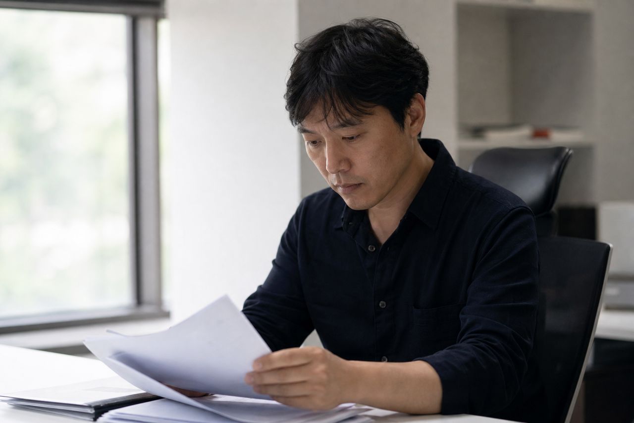 양지8지구 민간임대주택 입주 준비위원회, 법원이 계약취소를 인정한 이유 관련 상황을 보여주는 이미지 — 서류를 검토하는 모습