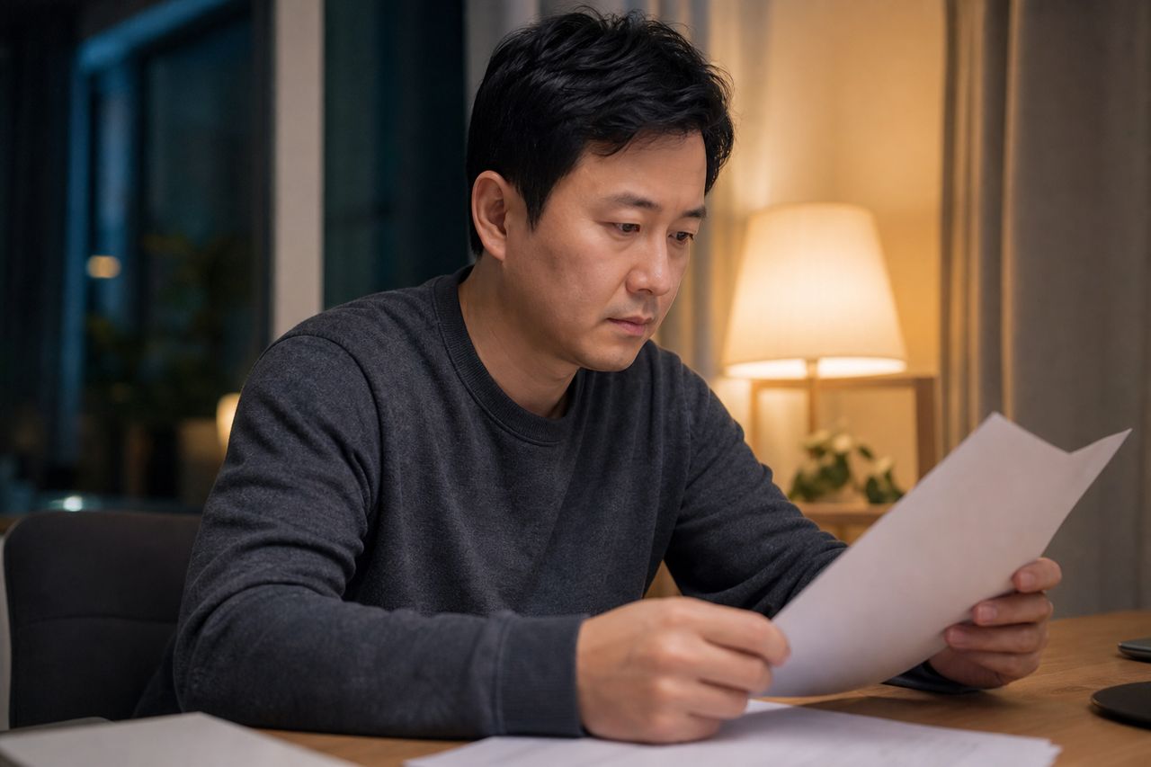 민간임대 안심확약서를 받았는데 사업이 멈췄을 때 — 얼마나 돌려받나·드나(금액·비용) 관련 상황을 보여주는 이미지 — 서류를 검토하는 모습