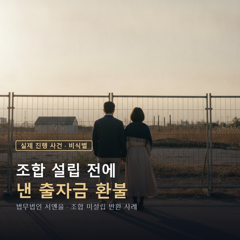 고현동 민간임대조합 창립준비위원회에 낸 출자금, 환불받을 수 있을까｜조합 미설립 반환 사례 — 이해를 돕기 위한 연출 이미지