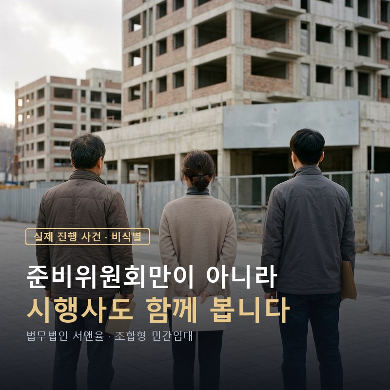 조합형 민간임대 계약금 반환|준비위원회와 시행사가 함께 책임진 3인 공동소송 사례 — 이해를 돕기 위한 연출 이미지